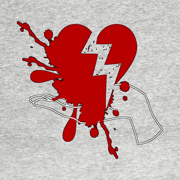 Broken heart art with blood spatter effect by JENNEFTRUST